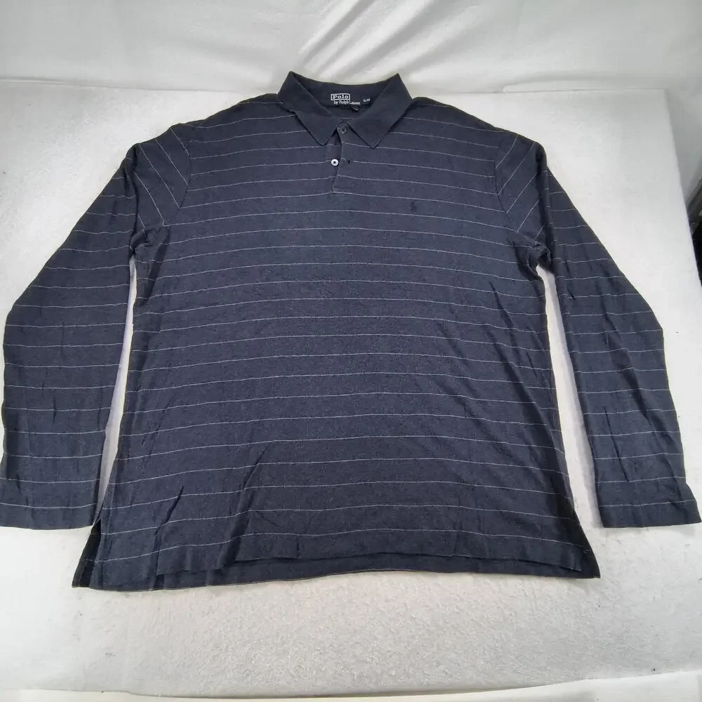 Polo by Ralph Lauren Collared Casual Long Sleeve Polo Shirt Mens Size XL Navy